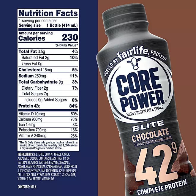 Fairlife Core Power Elite 42g Protein Shake, Chocolate 14 fl. oz., 10 pk.