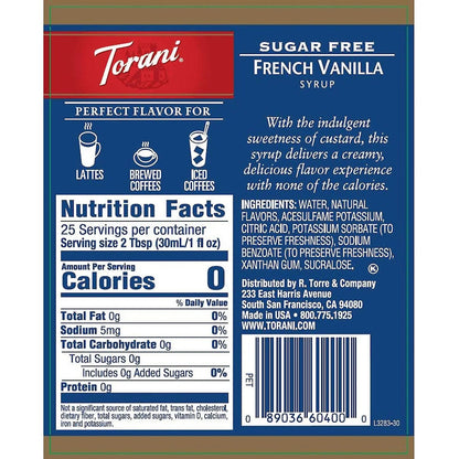 3x Torani Sugar-Free French Vanilla Syrup (750 mL) Value Pack Torani