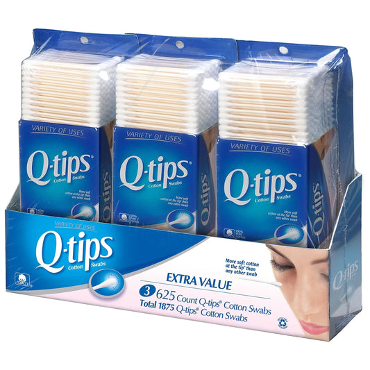 Q-tips Cotton Swabs, Club Pack 1875 ct(Pack of 3) Q-Tips