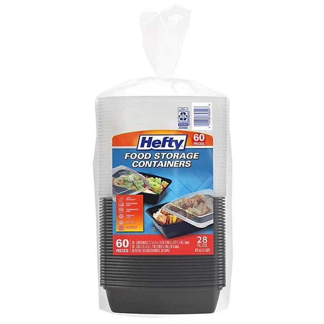 Hefty Food Storage Containers with Lids  28 oz., 60 pc.