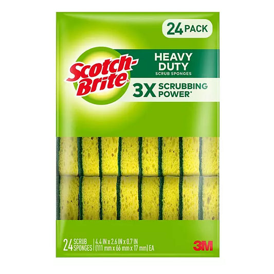 Scotch-Brite Heavy Duty Scrub Sponges, Individually Wrapped  24 count