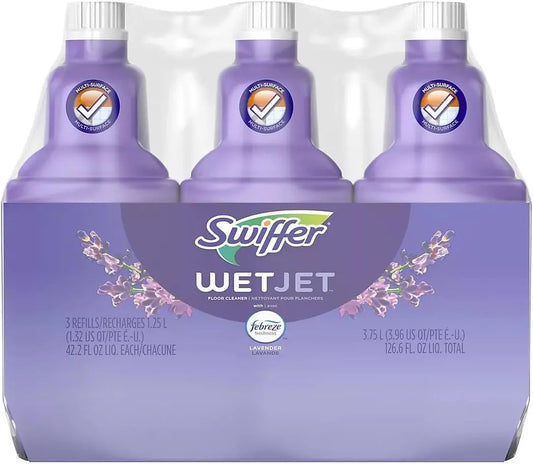 Swiffer WETJET Multi-Purpose Floor Cleaner Solution With Febreze Refill, Lavendar Vanilla And Comfort Scent, 42.2 Ounce (Pack of 3) Swiffer