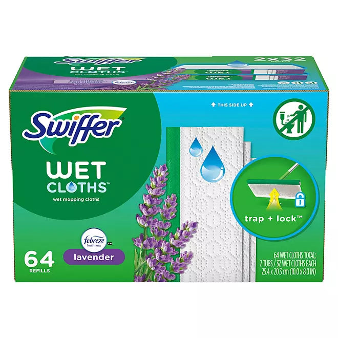 Swiffer Sweeper Wet Mopping Cloth Refills, Lavender Scent  64 count