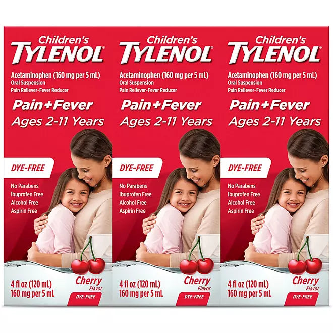 Children's Tylenol Oral Suspension, Cherry  4 oz., 3 pk.