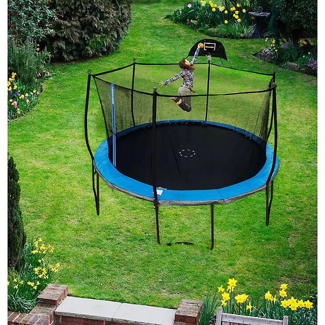 BouncePro 14' Trampoline with Safety Enclosure and Basketball System