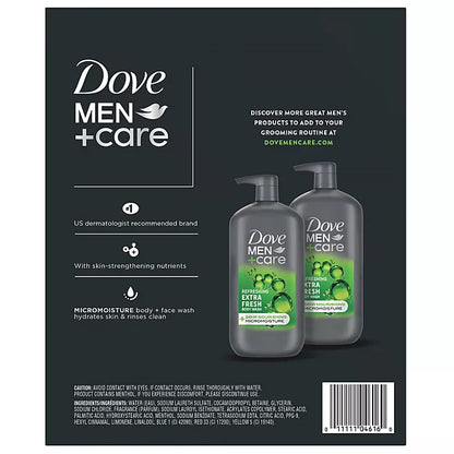 Dove Men plus Care Body and Face Wash, Extra Fresh  30 fl. oz., 2 pk.