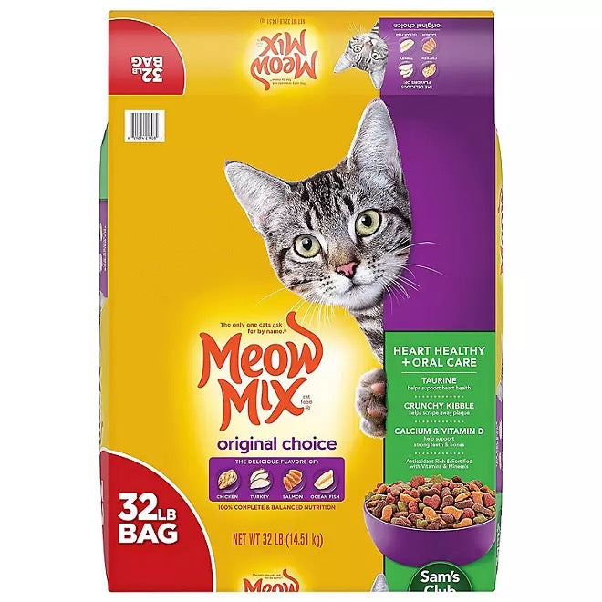 Meow Mix Original Choice Dry Cat Food, Heart Healthy & Oral Care Formula  32 lbs.