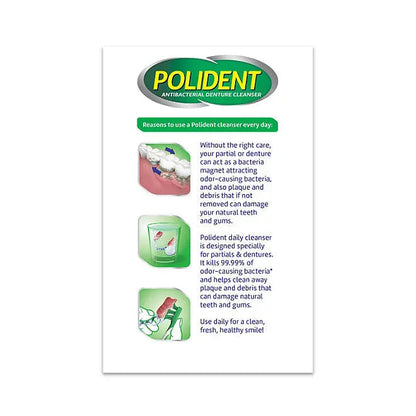 Polident 3 Minute, Antibacterial Denture Cleanser 120 ea (Pack of 2) Polident