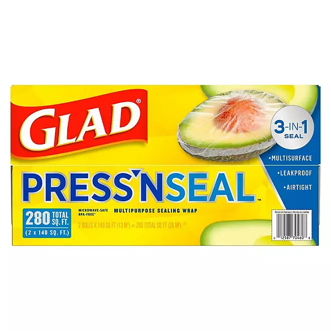 Glad Press'n Seal Plastic Food Wrap  140 sq. ft./roll, 2 rolls