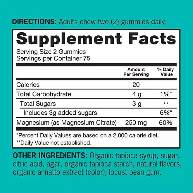 Qunol Extra Strength Magnesium Citrate High Absorption Gummies, 250 mg (150 count) Qunol