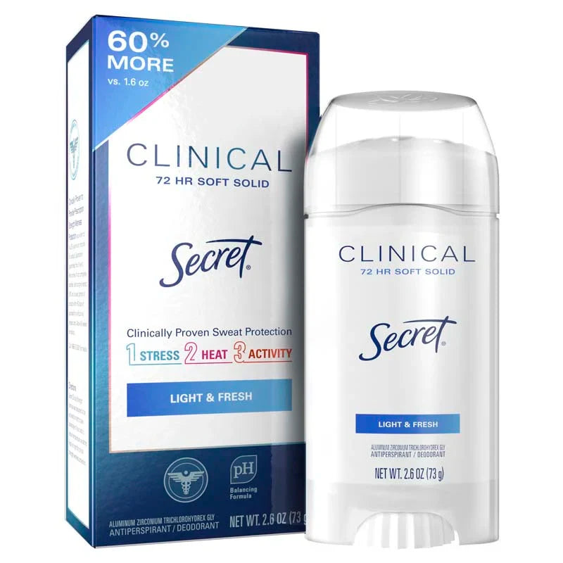 Secret Clinical Strength Soft Solid Antiperspirant and Deodorant, Light & Fresh 1.6 oz.
